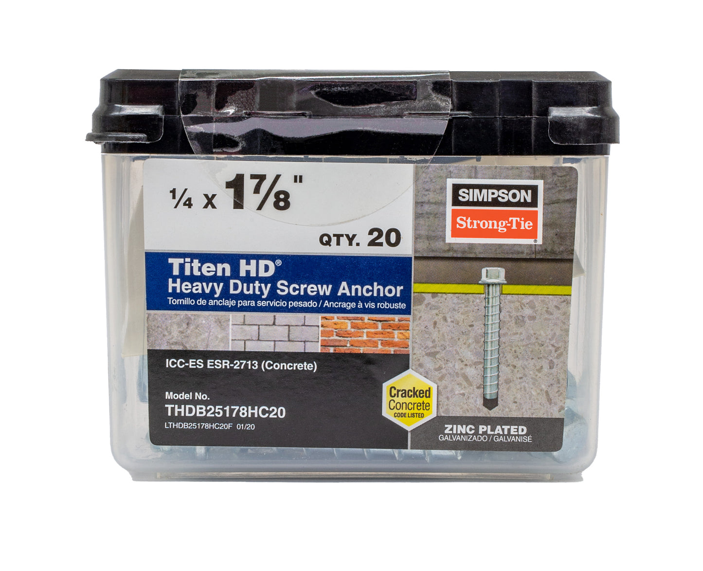 Simpson Strong-Tie THDB25178HC20 Titen HD® 1/4 in. x 1-7/8 in. Heavy-Duty Screw Anchor (20-Qty)