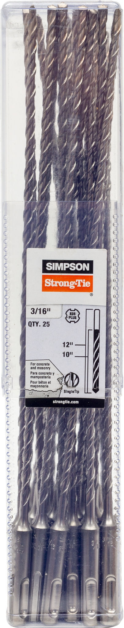 Simpson Strong-Tie MDPL01812-R25 3/16 in. x 12 in. SDS-plus® Shank Drill Bit (25-Qty)