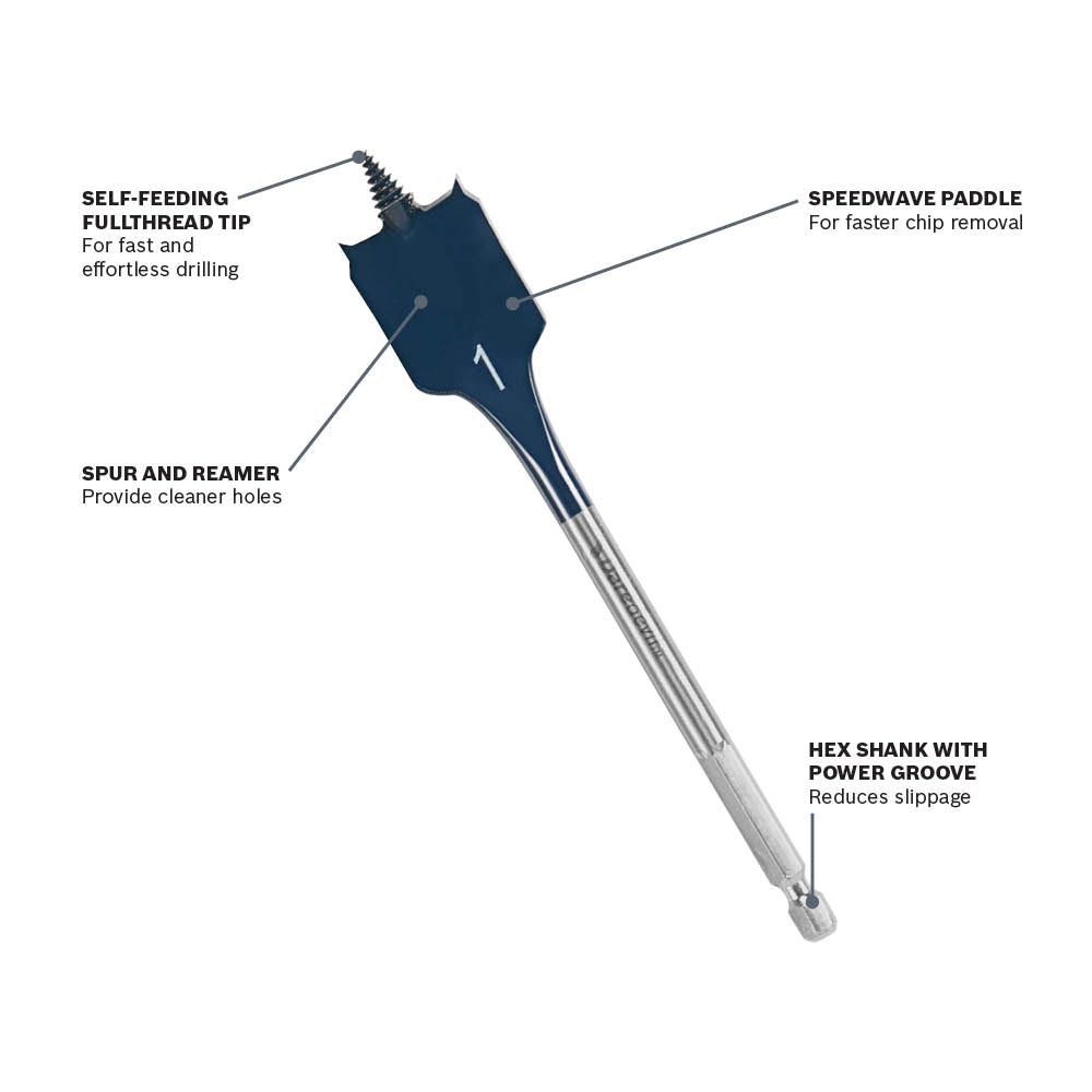 BOSCH DSB1007B 5/8 In. x 6 In. Daredevil™ Standard Spade Bits