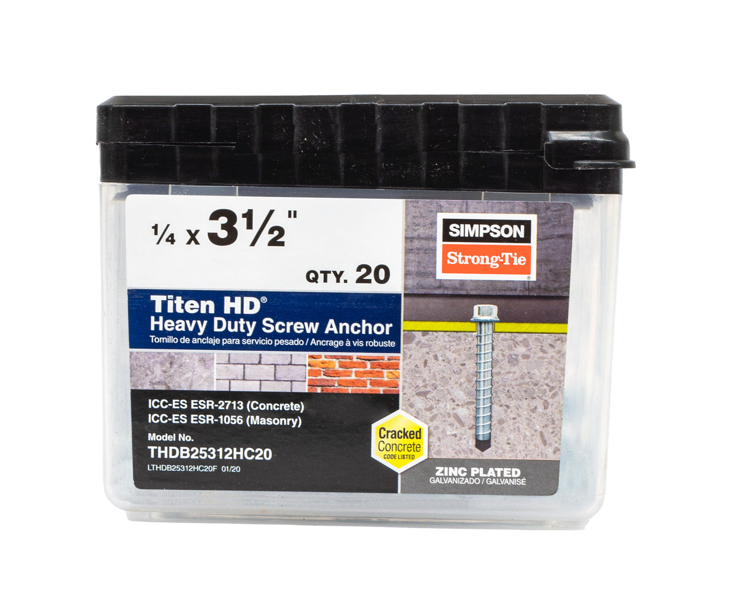 Simpson Strong-Tie THDB25312HC20 Titen HD® 1/4 in. x 3-1/2 in. Heavy-Duty Screw Anchor (20-Qty) (Pack of 660)