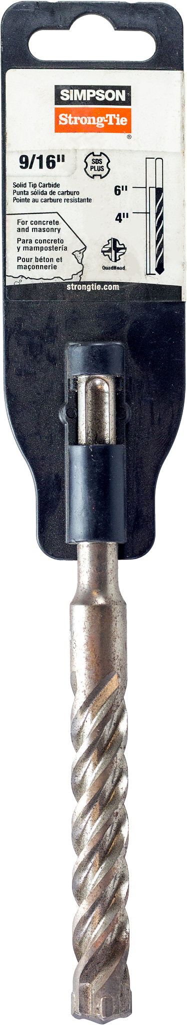Simpson Strong-Tie MDPL05606S 9/16 in. x 6 in. SDS-plus® Shank Solid-Tip Carbide Drill Bit